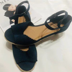 New! Comfortview Charley Navy Espadrille Wedge Size 9 Wide